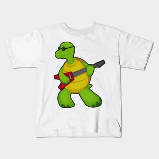 Turtle at Music with Guitar & Sunglasses Kids T-Shirt